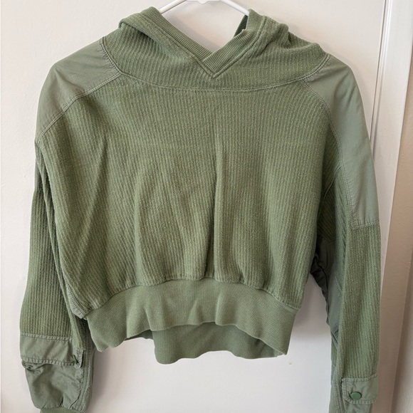 Free People Tops - Free People Cropped Olive Waffle Sweat Set